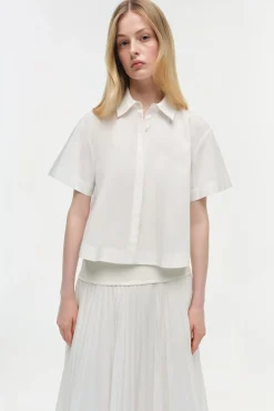Women Simkhai Bernie Cotton Pleated Shirt