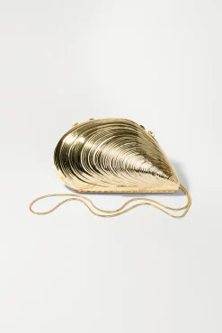 Simkhai Bridget Metal Oyster Clutch
