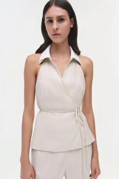 Women Simkhai Campbell Linen Halter Shirt