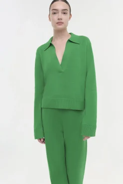 Women Simkhai Cotton Cashmere Long Sleeve Polo