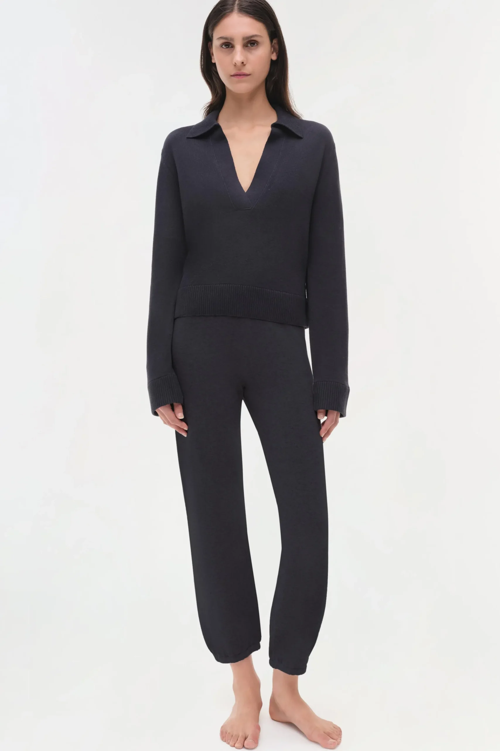 Women Simkhai Cotton Cashmere Long Sleeve Polo