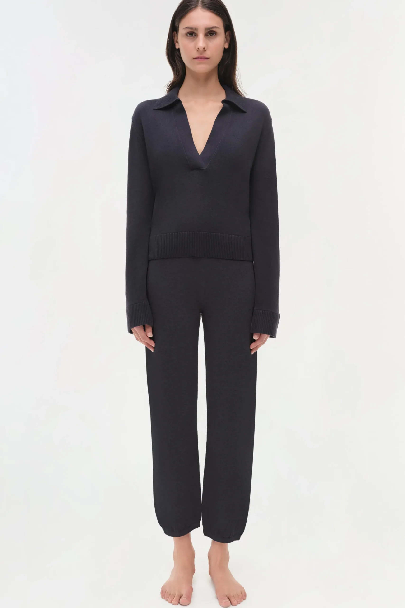Women Simkhai Cotton Cashmere Long Sleeve Polo