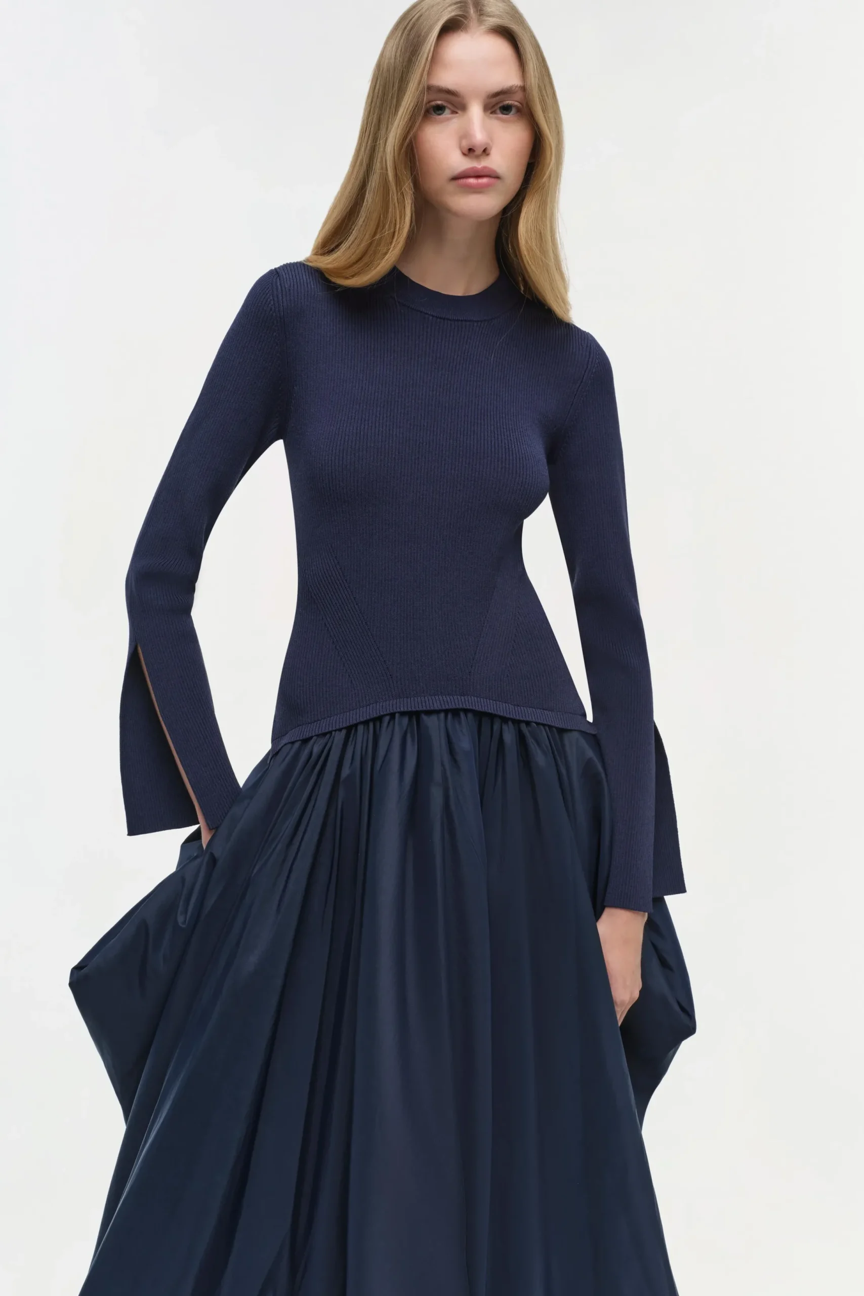 Women Simkhai Kenlie Taffeta Knit Midi Dress