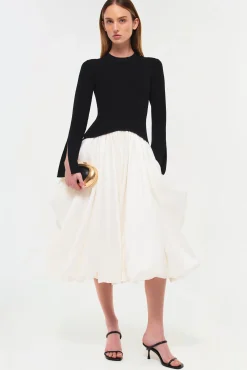 Women Simkhai Kenlie Taffeta Knit Midi Dress
