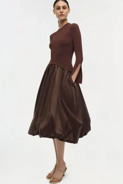 Women Simkhai Kenlie Taffeta Knit Midi Dress