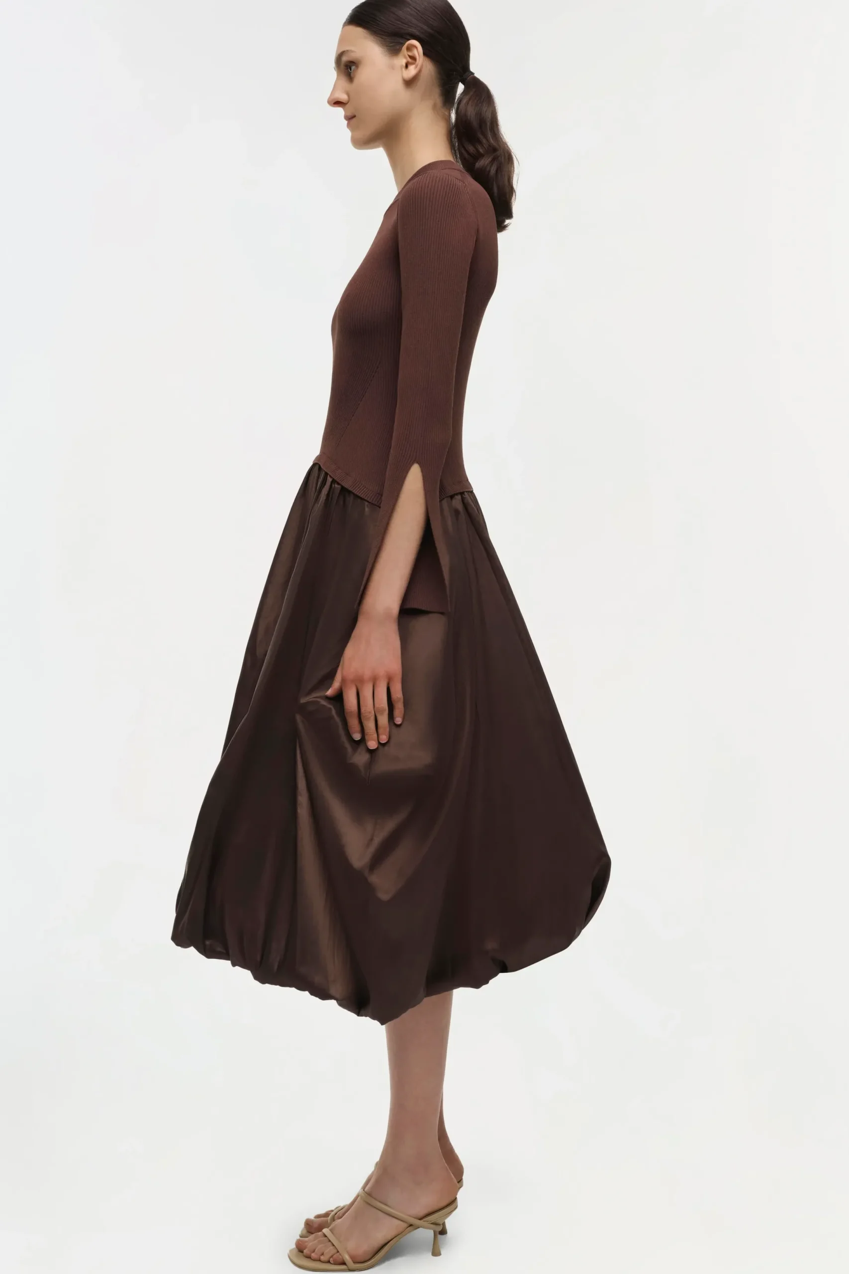 Women Simkhai Kenlie Taffeta Knit Midi Dress