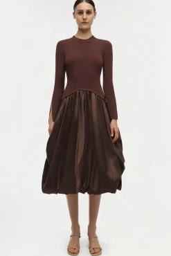 Women Simkhai Kenlie Taffeta Knit Midi Dress