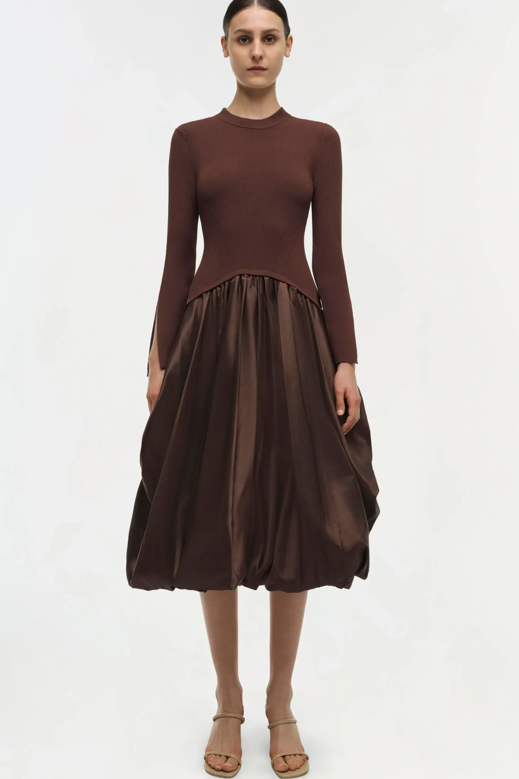 Women Simkhai Kenlie Taffeta Knit Midi Dress