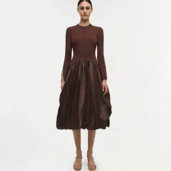 Women Simkhai Kenlie Taffeta Knit Midi Dress
