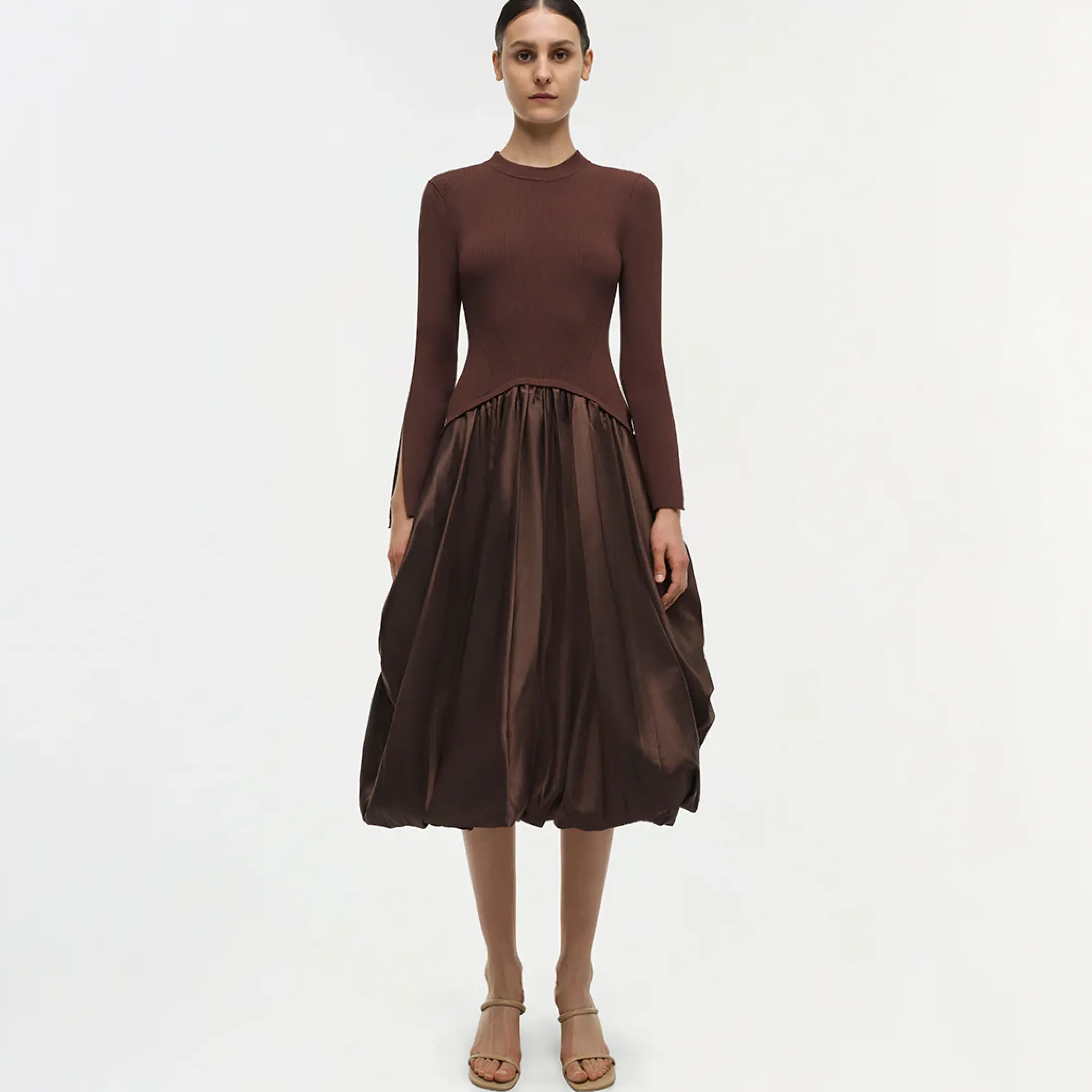 Women Simkhai Kenlie Taffeta Knit Midi Dress