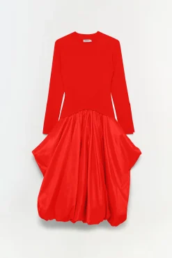 Women Simkhai Kenlie Taffeta Knit Midi Dress