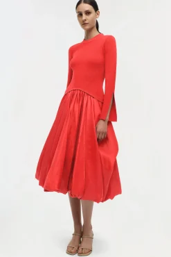 Women Simkhai Kenlie Taffeta Knit Midi Dress