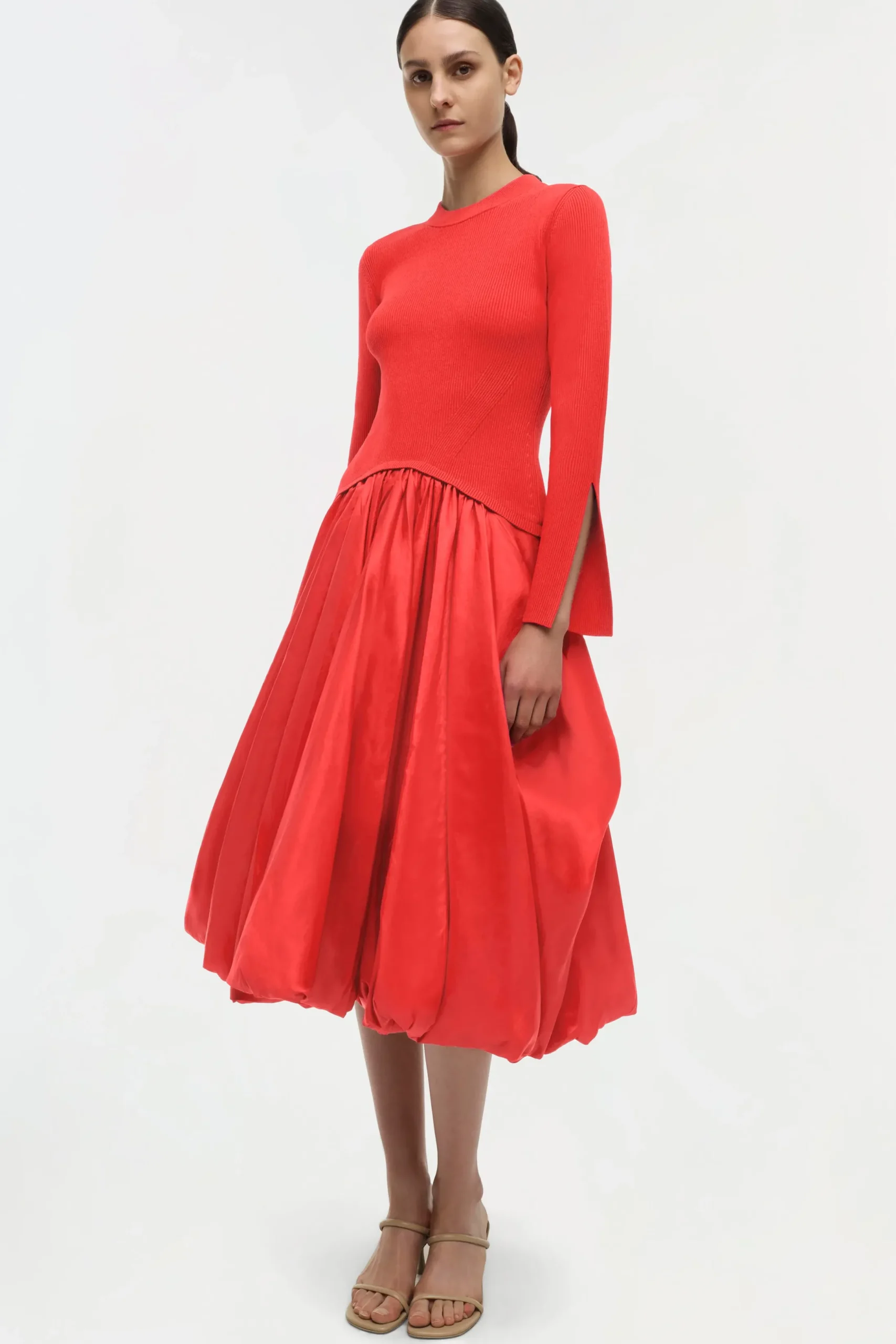 Women Simkhai Kenlie Taffeta Knit Midi Dress