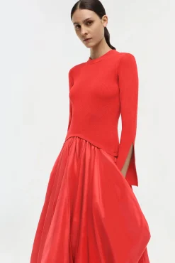 Women Simkhai Kenlie Taffeta Knit Midi Dress