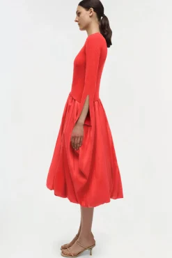 Women Simkhai Kenlie Taffeta Knit Midi Dress