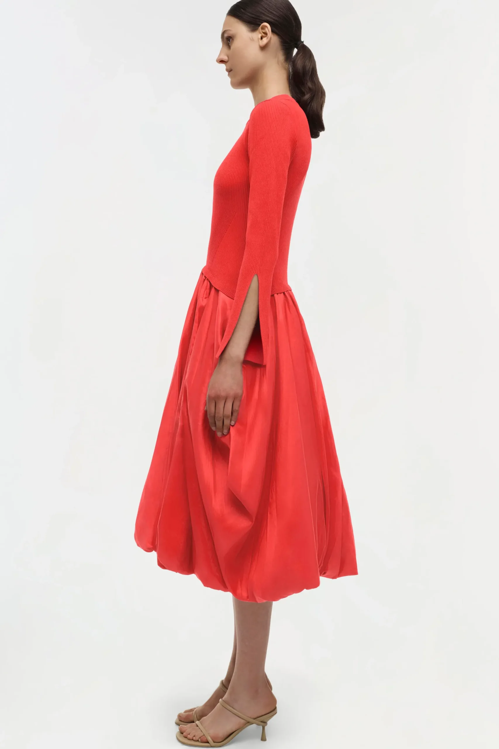 Women Simkhai Kenlie Taffeta Knit Midi Dress