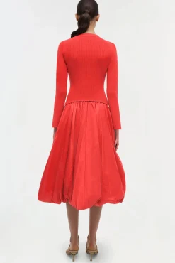 Women Simkhai Kenlie Taffeta Knit Midi Dress