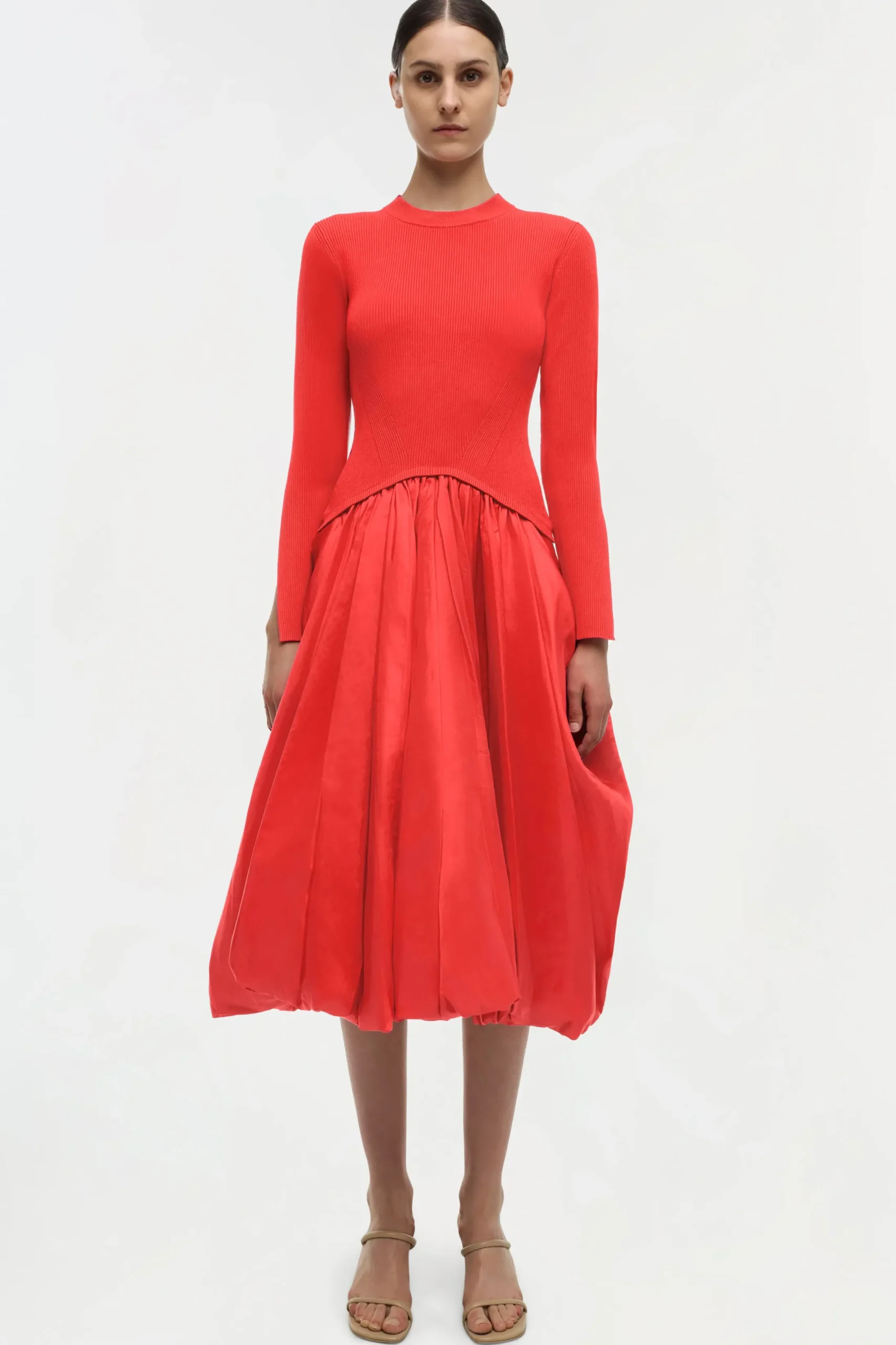 Women Simkhai Kenlie Taffeta Knit Midi Dress