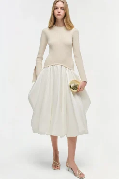 Women Simkhai Kenlie Taffeta Knit Midi Dress