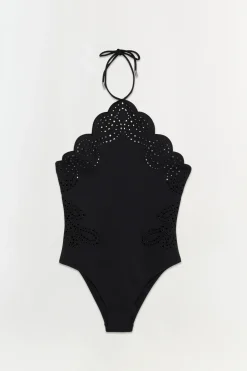 Women Simkhai Nicolette Halter Embroidered Swimsuit