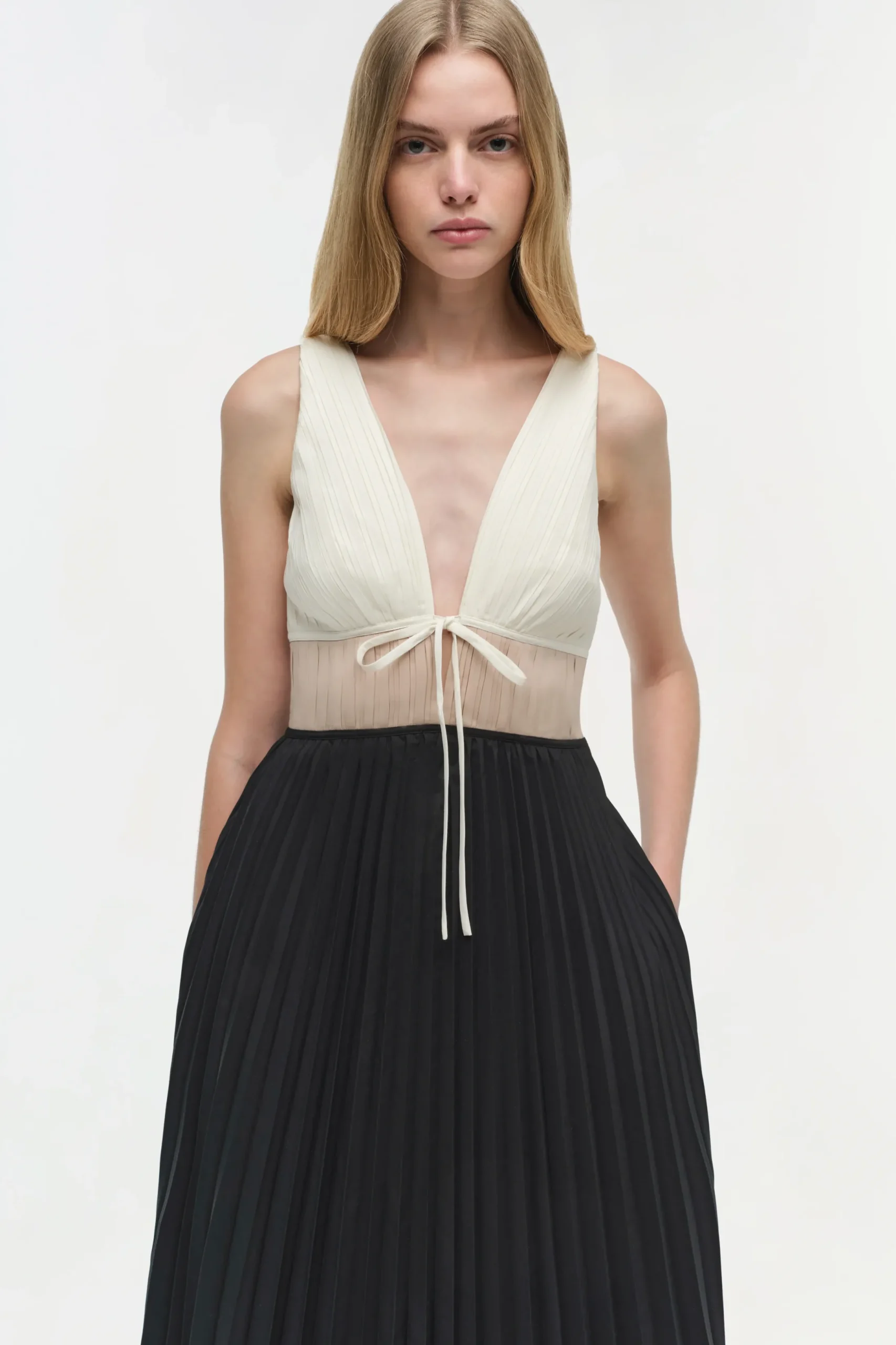 Women Simkhai Stephanie Pleated Poplin Midi Dress